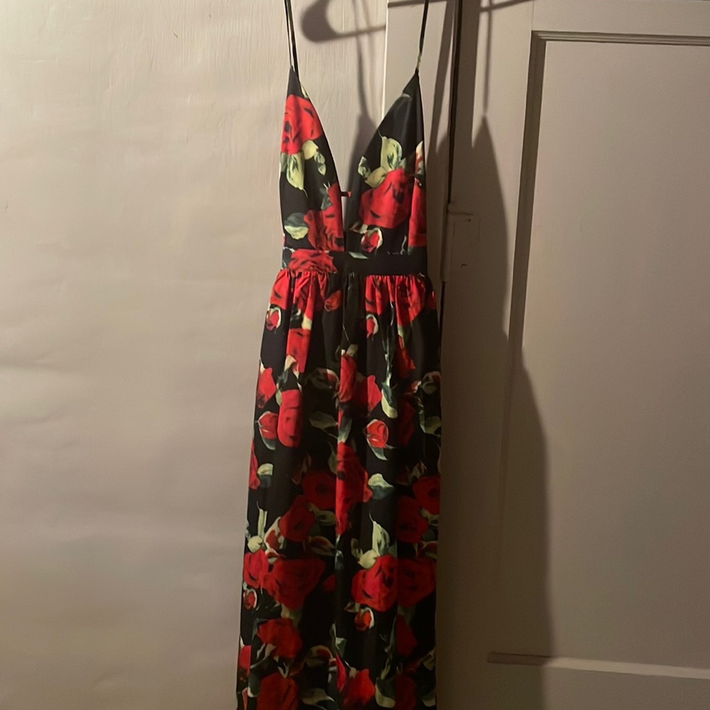 Rose floral maxi dress